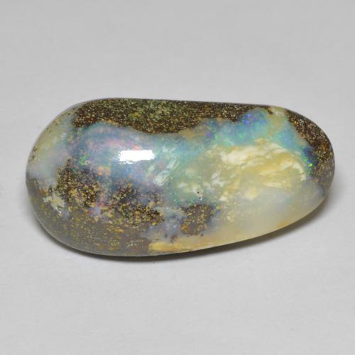 Ópalo boulder multicolor natural de 16,91 ct, forma elegante, opaco