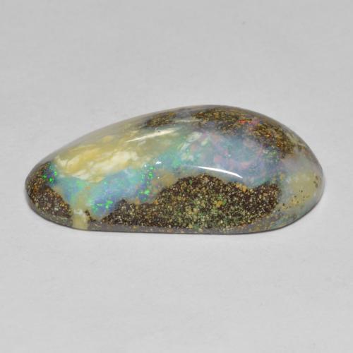Ópalo boulder multicolor natural de 16,91 ct, forma elegante, opaco
