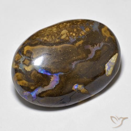 Ópalo boulder multicolor natural de 23,40 ct, corte óvalo, opaco