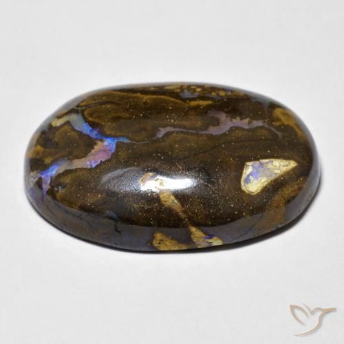 Ópalo boulder multicolor natural de 23,40 ct, corte óvalo, opaco