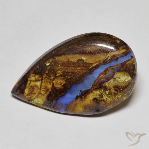 Ópalo boulder multicolor natural de 8,11 ct, en forma de pera, opaco