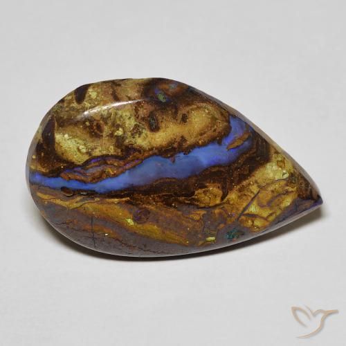 Ópalo boulder multicolor natural de 8,11 ct, en forma de pera, opaco