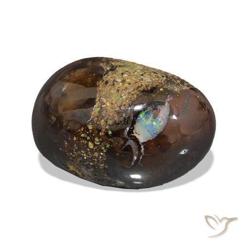Ópalo boulder multicolor natural de 3,94 ct, corte óvalo, opaco