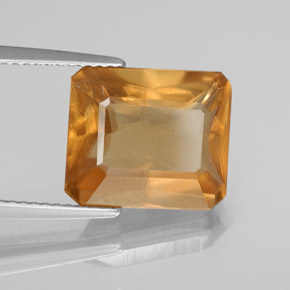 Calcita naranja natural de 6,16 ct, corte esmeralda, VS