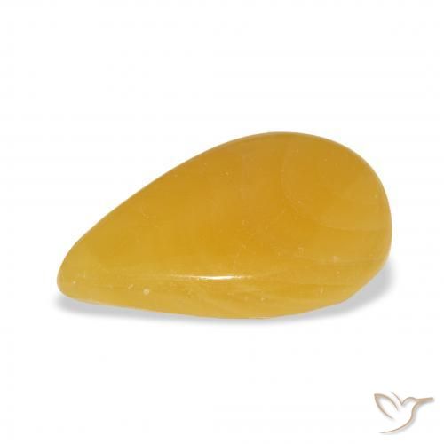 Calcita Naranja dorado natural de 12.36 ct, En forma de pera, Translúcido
