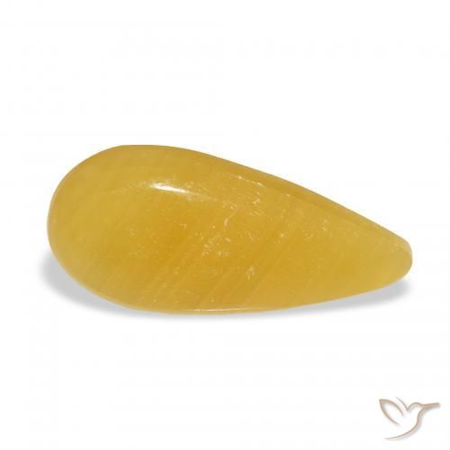 Calcita Naranja dorado natural de 8.23 ct, En forma de pera, Translúcido