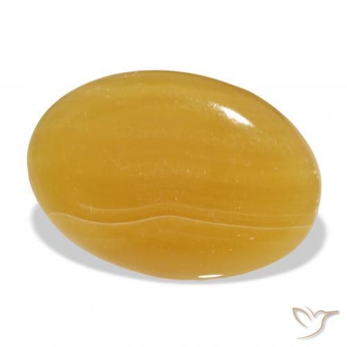 Calcita Naranja dorado natural de 48.69 ct, Ovalada, Translúcido