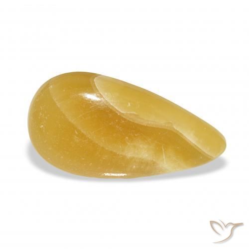 Calcita Naranja dorado natural de 13.68 ct, En forma de pera, Translúcido