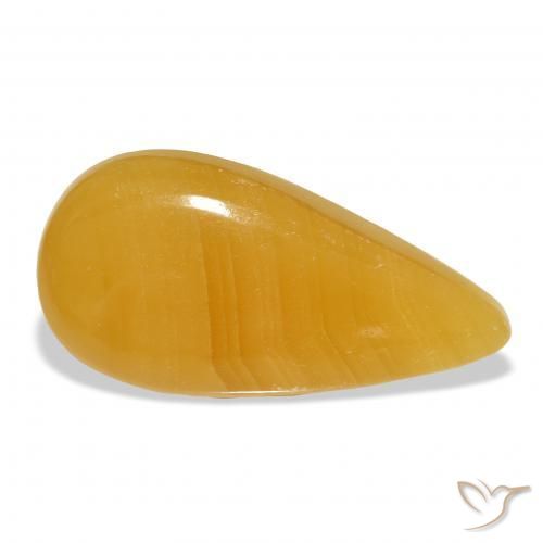 Calcita Naranja dorado natural de 44.58 ct, En forma de pera, Translúcido