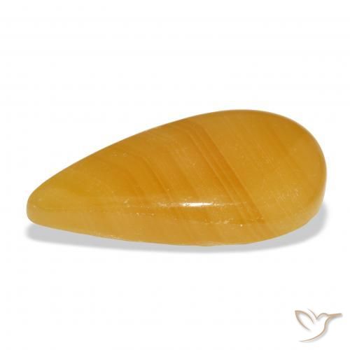 Calcita Naranja dorado natural de 44.58 ct, En forma de pera, Translúcido
