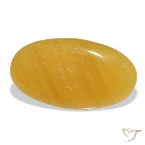 Calcita Naranja dorado natural de 45.38 ct, Ovalada, Translúcido