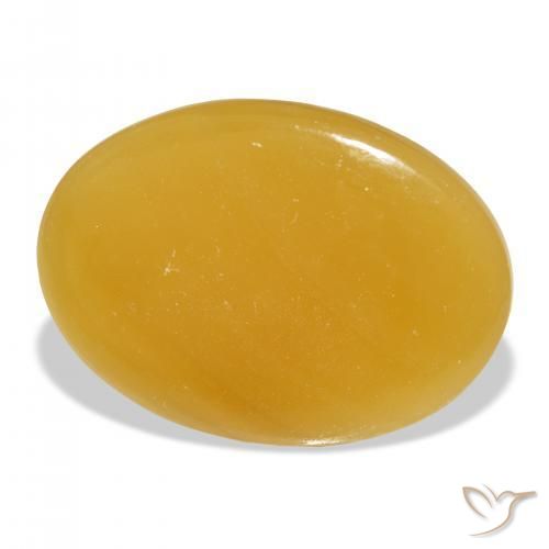 Calcita Naranja dorado natural de 47.69 ct, Ovalada, Translúcido