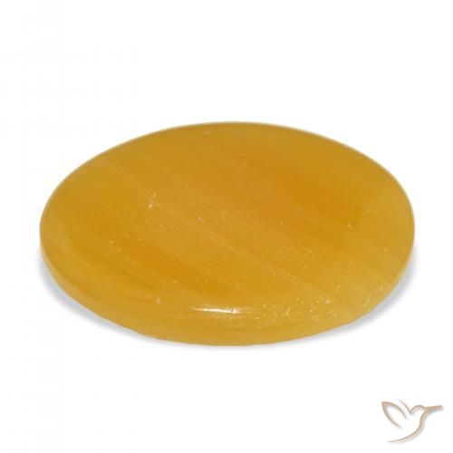 Calcita Naranja dorado natural de 47.69 ct, Ovalada, Translúcido