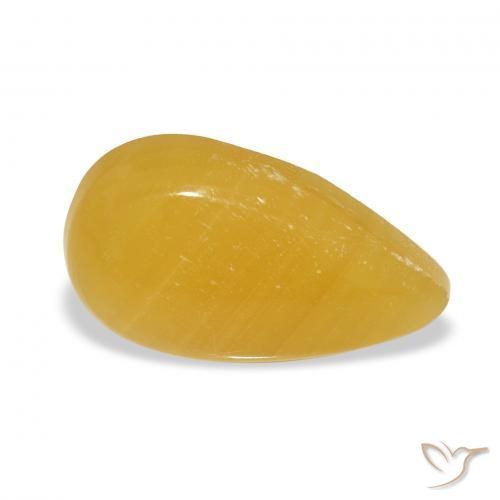 Calcita Naranja dorado natural de 10.61 ct, En forma de pera, Translúcido