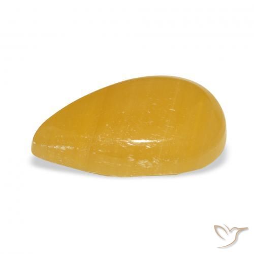 Calcita Naranja dorado natural de 10.61 ct, En forma de pera, Translúcido