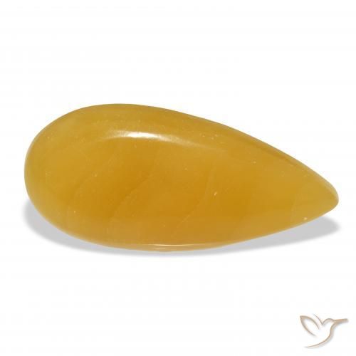 Calcita Naranja dorado natural de 31.92 ct, En forma de pera, Translúcido