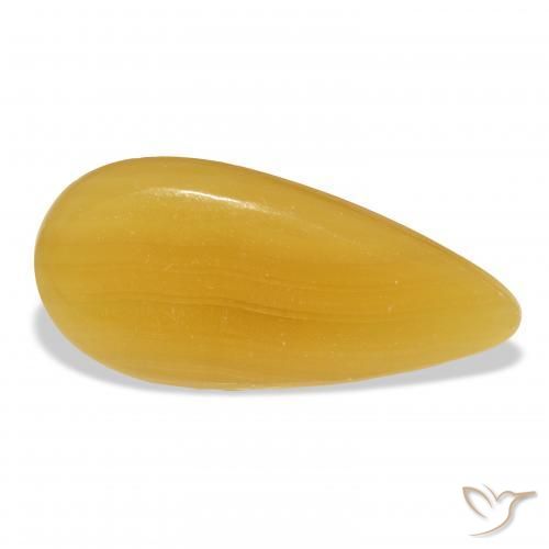 Calcita Naranja dorado natural de 25.95 ct, En forma de pera, Translúcido