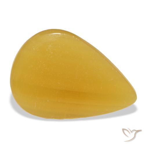 Calcita Naranja dorado natural de 30.50 ct, En forma de pera, Translúcido