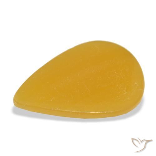 Calcita Naranja dorado natural de 30.50 ct, En forma de pera, Translúcido