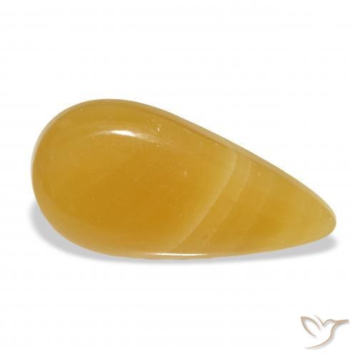 Calcita Naranja dorado natural de 22.75 ct, En forma de pera, Translúcido