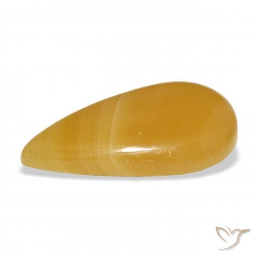 Calcita Naranja dorado natural de 22.75 ct, En forma de pera, Translúcido