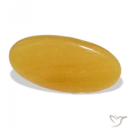 Calcita Naranja dorado natural de 46.77 ct, Ovalada, Translúcido