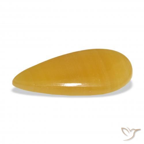 Calcita Naranja dorado natural de 21.39 ct, En forma de pera, Translúcido