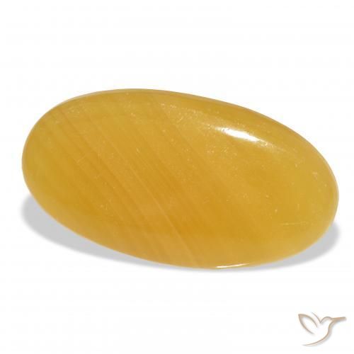 Calcita Naranja dorado natural de 39.54 ct, Ovalada, Translúcido