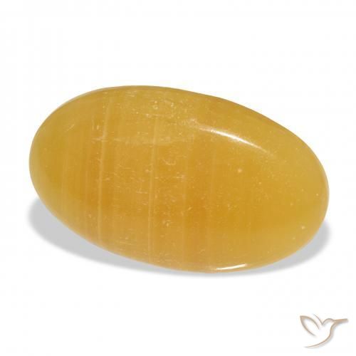 Calcita Naranja dorado natural de 33.18 ct, Ovalada, Translúcido