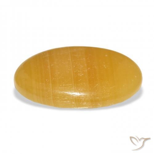 Calcita Naranja dorado natural de 33.18 ct, Ovalada, Translúcido