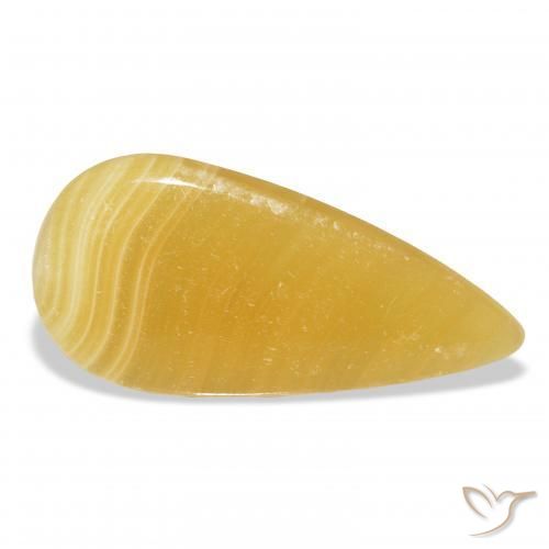 Calcita Naranja dorado natural de 24.60 ct, En forma de pera, Translúcido