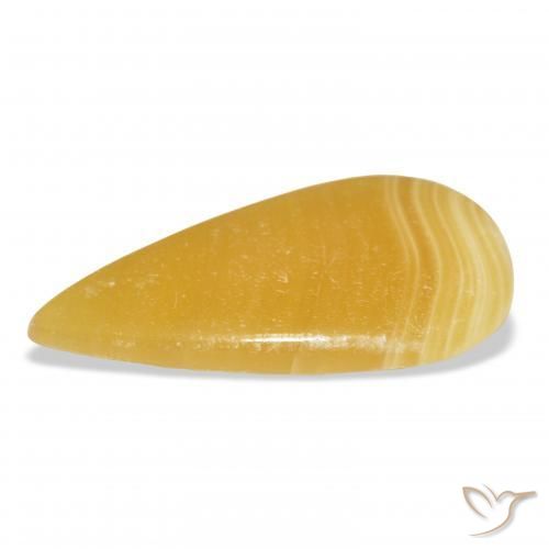 Calcita Naranja dorado natural de 24.60 ct, En forma de pera, Translúcido