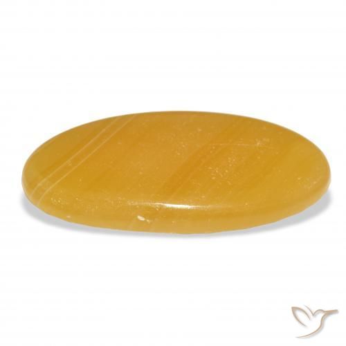 Calcita Naranja dorado natural de 42.91 ct, Ovalada, Translúcido