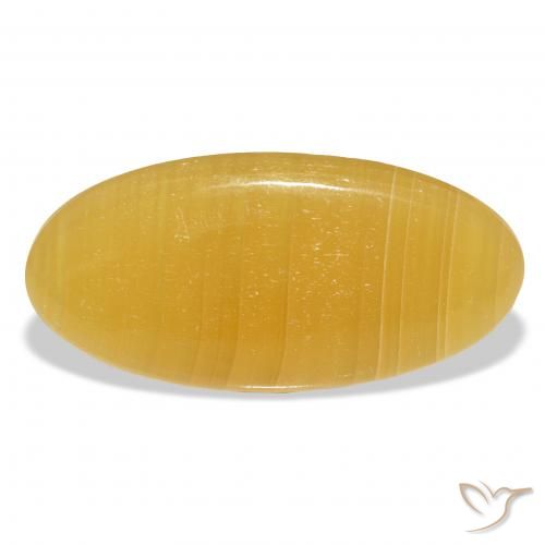32.67ct Natural Naranja dorado calcita, Ovalada, Translúcido
