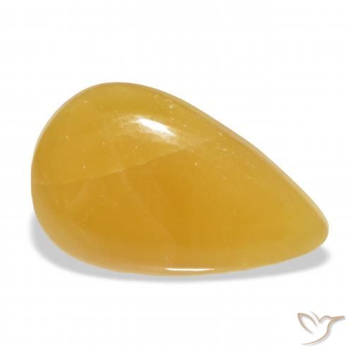 Calcita Naranja dorado natural de 26.71 ct, En forma de pera, Translúcido
