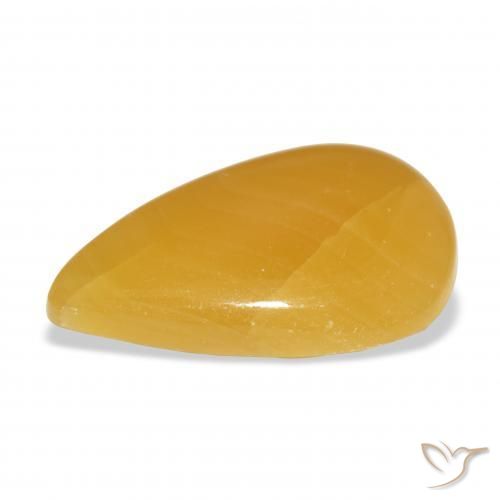 Calcita Naranja dorado natural de 26.71 ct, En forma de pera, Translúcido
