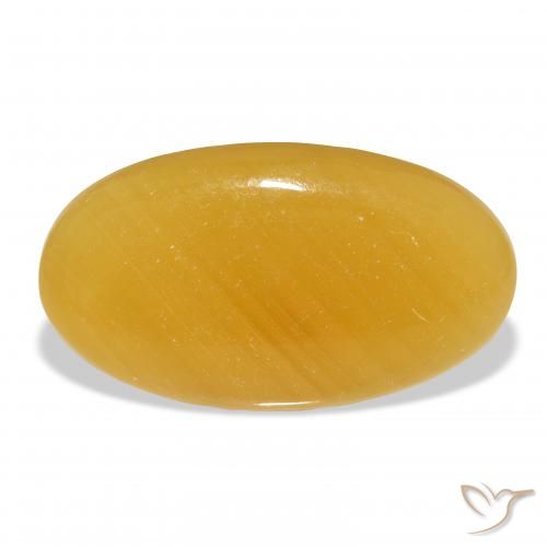 40.69ct Natural Naranja dorado calcita, Ovalada, Translúcido