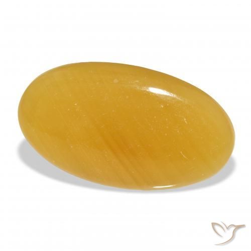 Calcita Naranja dorado natural de 40.69 ct, Ovalada, Translúcido