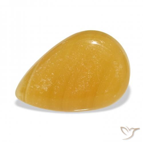 38.52ct Natural Naranja dorado calcita, En forma de pera, Translúcido