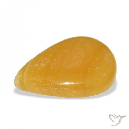 Calcita Naranja dorado natural de 38.52 ct, En forma de pera, Translúcido