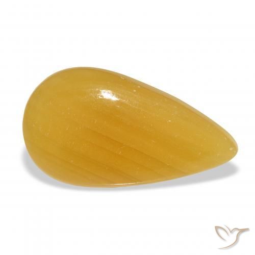 Calcita Naranja dorado natural de 20.22 ct, En forma de pera, Translúcido