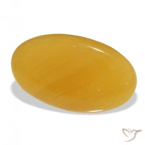 Calcita Naranja dorado natural de 46.33 ct, Ovalada, Translúcido