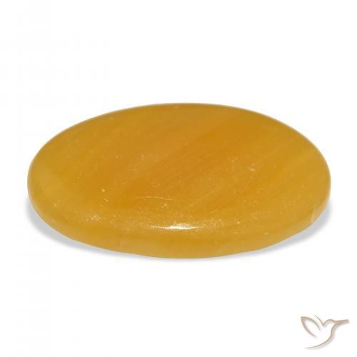 Calcita Naranja dorado natural de 46.33 ct, Ovalada, Translúcido