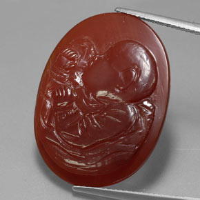 Cornalina rojo natural de 21,22 ct, forma elegante, translúcido