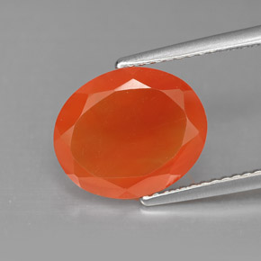 Cornalina Naranja rojizo natural de 3.68 ct, Corte Óvalo, Translúcido
