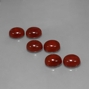 Gemas de cornalina rojo natural de  ct, corte óvalo, translúcido