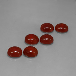 Gemas de cornalina rojo natural de  ct, corte óvalo, translúcido