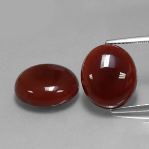 Gemas de cornalina rojo natural de  ct, corte óvalo, translúcido