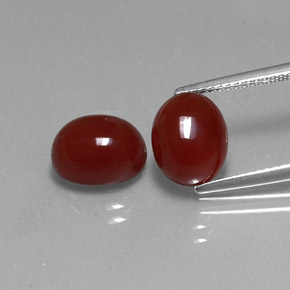 Gemas de cornalina rojo natural de  ct, corte óvalo, translúcido
