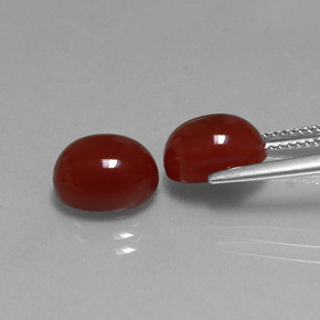 Gemas de cornalina rojo natural de  ct, corte óvalo, translúcido